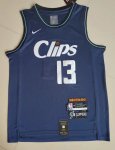 NBA 13 George Los Angeles Clippers 23-24 city Maillot bleu brodé